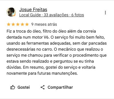 Avaliação do Google de Josué Freitas