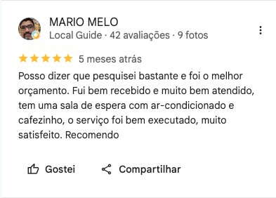 Avaliação do Google de Mario Melo
